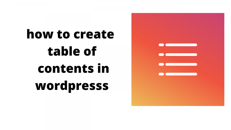 table of contents in wordpress
